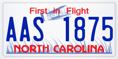 NC license plate AAS1875