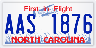 NC license plate AAS1876