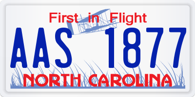 NC license plate AAS1877
