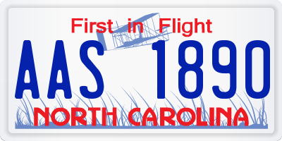 NC license plate AAS1890