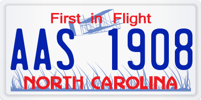 NC license plate AAS1908