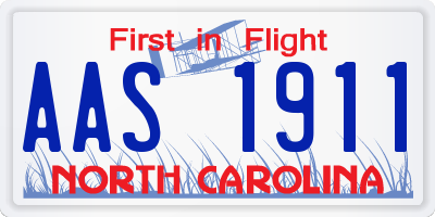 NC license plate AAS1911