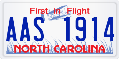NC license plate AAS1914