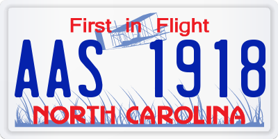 NC license plate AAS1918