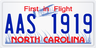 NC license plate AAS1919