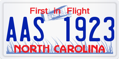 NC license plate AAS1923