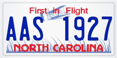 NC license plate AAS1927