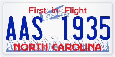 NC license plate AAS1935