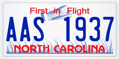 NC license plate AAS1937