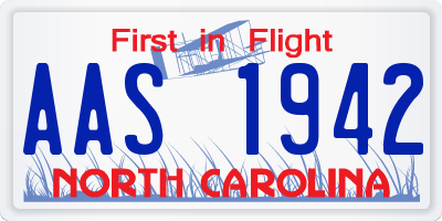 NC license plate AAS1942