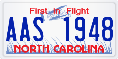 NC license plate AAS1948
