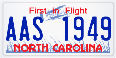 NC license plate AAS1949