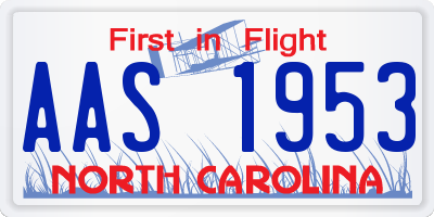 NC license plate AAS1953