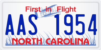 NC license plate AAS1954