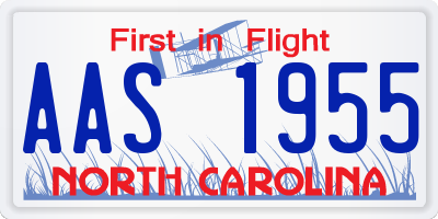 NC license plate AAS1955