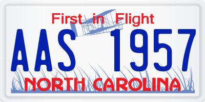 NC license plate AAS1957