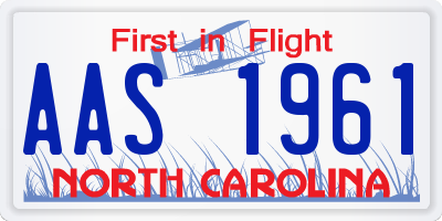 NC license plate AAS1961
