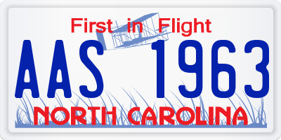 NC license plate AAS1963