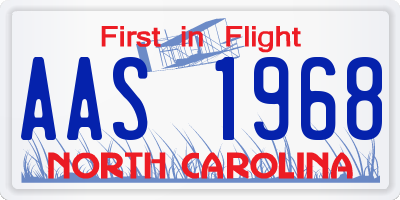 NC license plate AAS1968