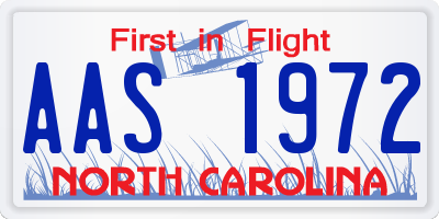 NC license plate AAS1972