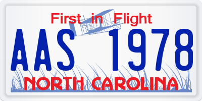 NC license plate AAS1978
