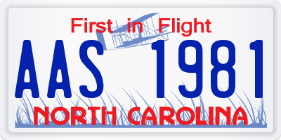 NC license plate AAS1981
