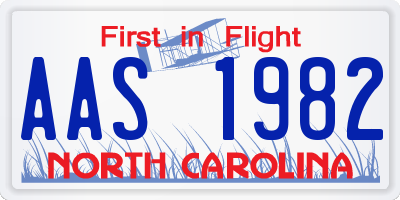 NC license plate AAS1982