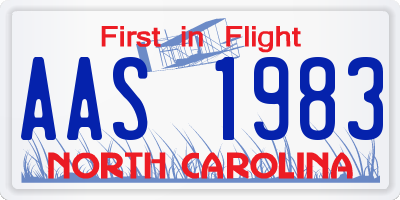 NC license plate AAS1983