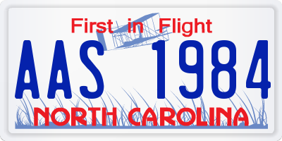 NC license plate AAS1984