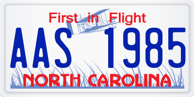 NC license plate AAS1985