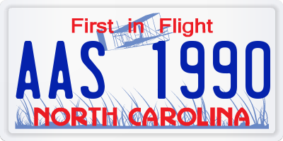 NC license plate AAS1990
