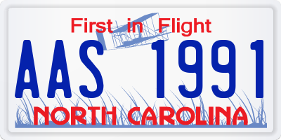 NC license plate AAS1991