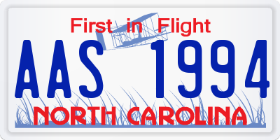 NC license plate AAS1994