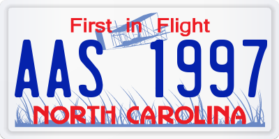 NC license plate AAS1997