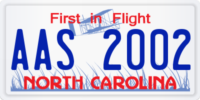 NC license plate AAS2002