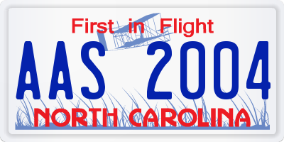 NC license plate AAS2004