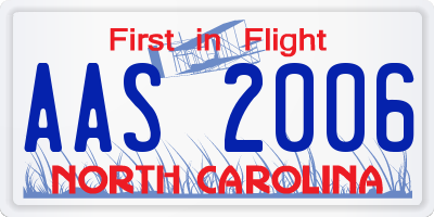 NC license plate AAS2006