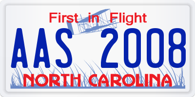 NC license plate AAS2008