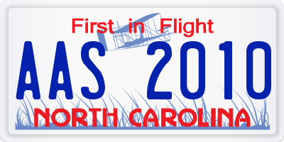 NC license plate AAS2010