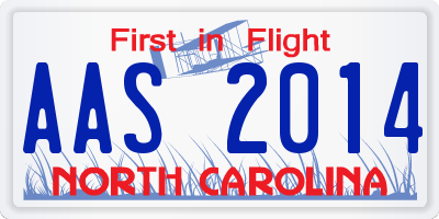 NC license plate AAS2014