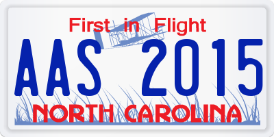 NC license plate AAS2015