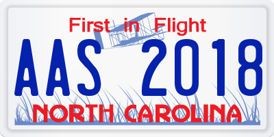 NC license plate AAS2018