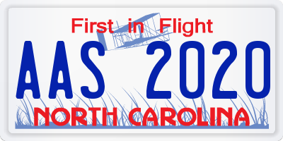 NC license plate AAS2020