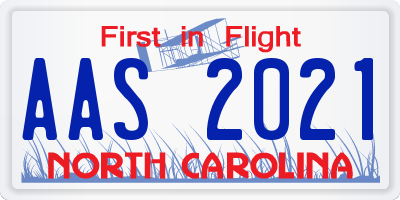 NC license plate AAS2021
