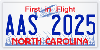 NC license plate AAS2025