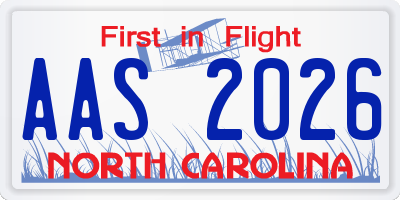 NC license plate AAS2026