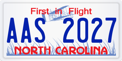 NC license plate AAS2027