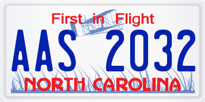NC license plate AAS2032