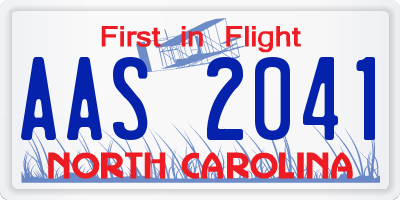 NC license plate AAS2041