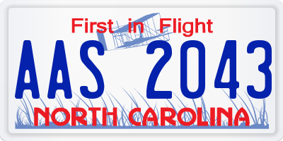 NC license plate AAS2043